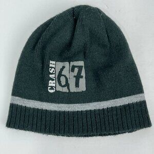 Crash 67 Kids Beanie Hat One Size Gray Acrylic Knit Lined Stretch